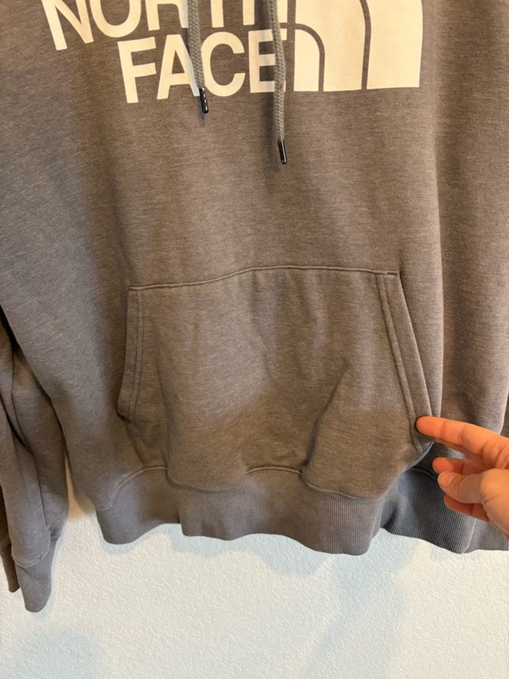 The North Face Hoodie Mens L Gray Big Logo Pullover Sweatshirt Streetwear